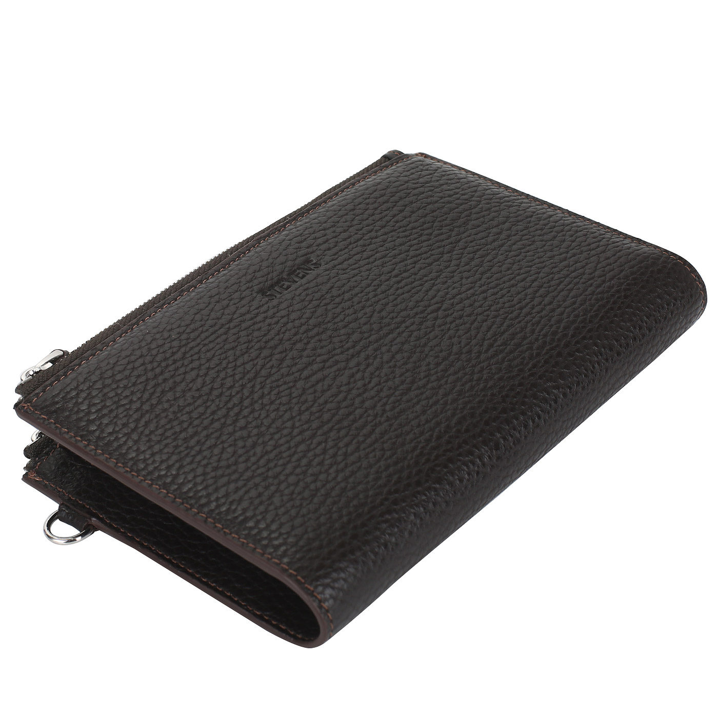 Сумка-визитка из коричневой кожи Stevens 