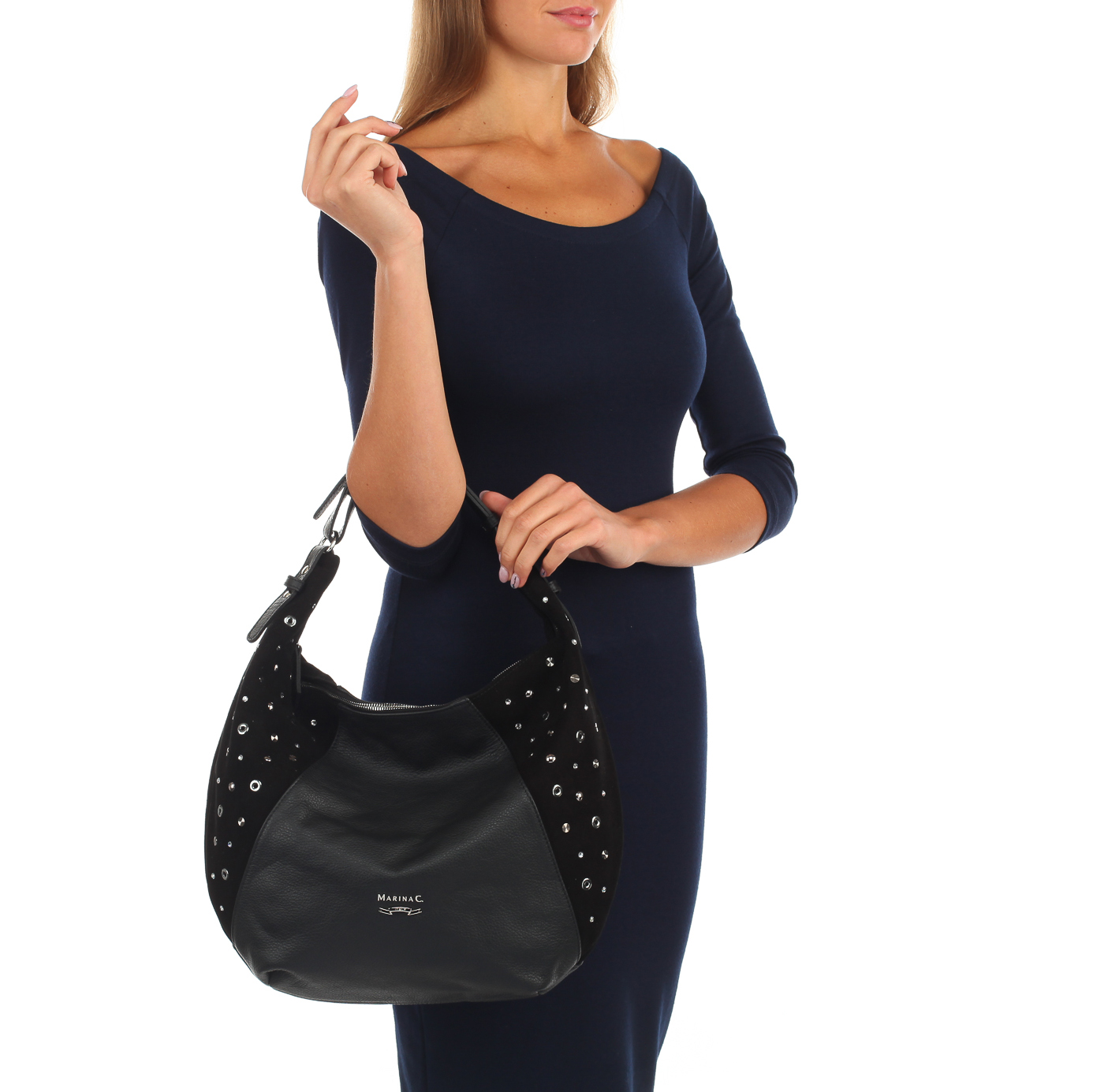 Комбинированная сумка-хобо Marina Creazioni 