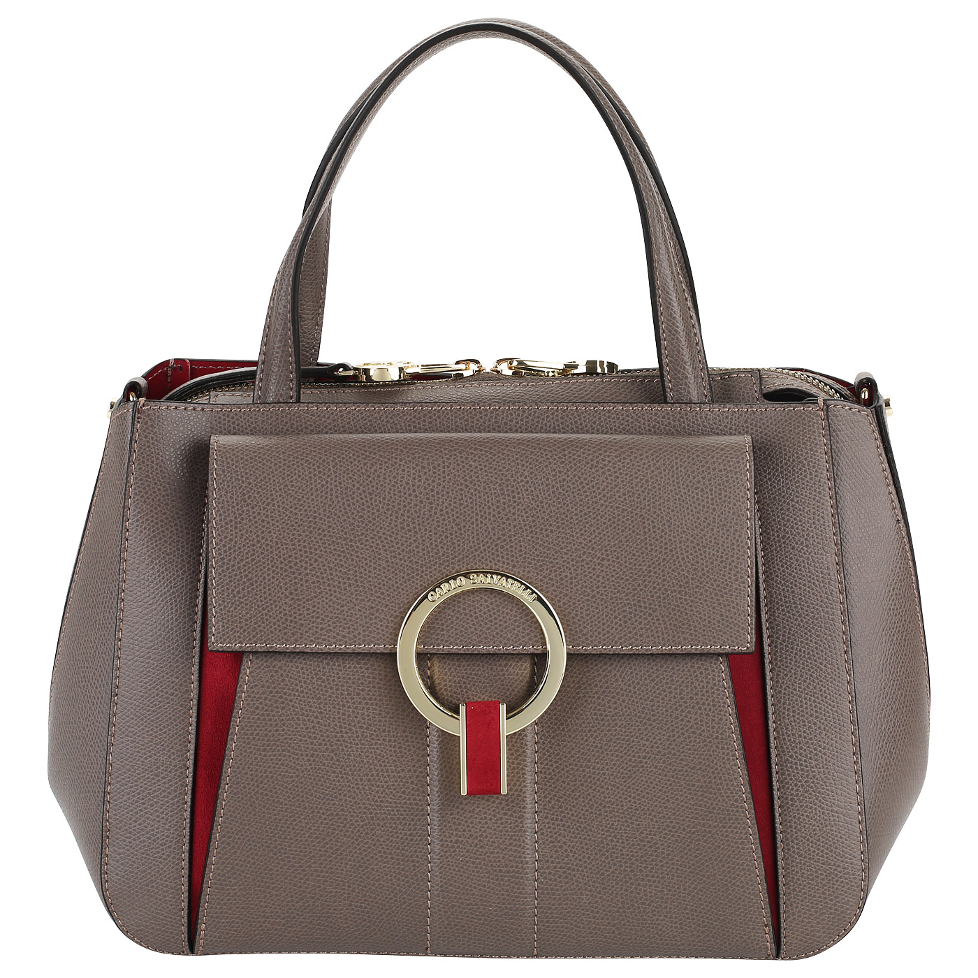 Carlo Salvatelli Кожаная сумка с замшевыми вставками