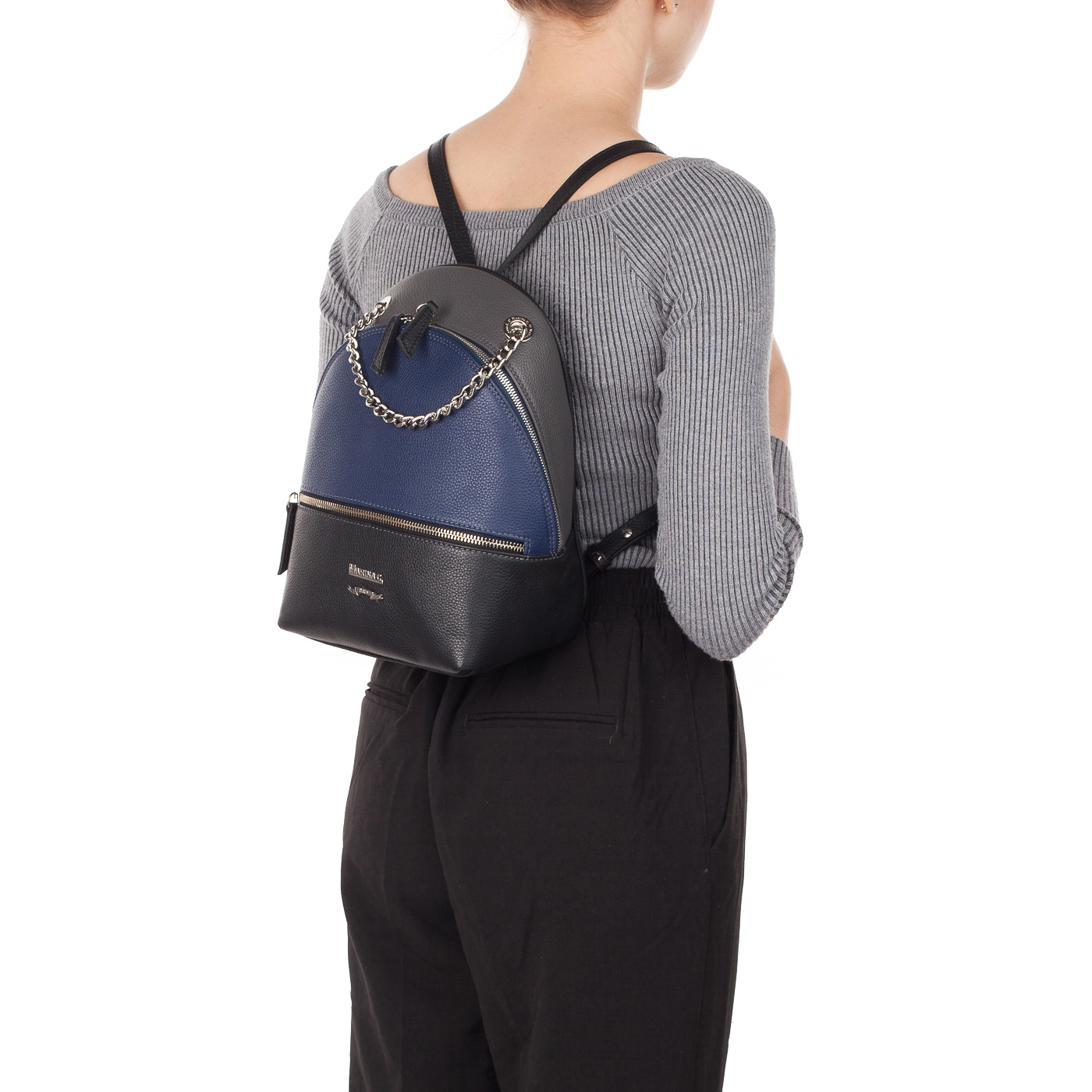 Маленький кожаный рюкзак с цепочкой Marina Creazioni 