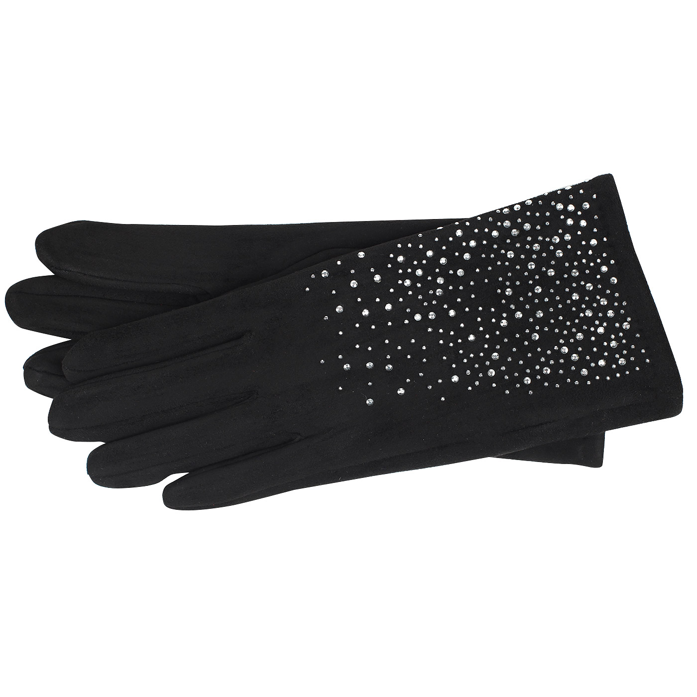 Pia Rossini Женские черные перчатки со стразами